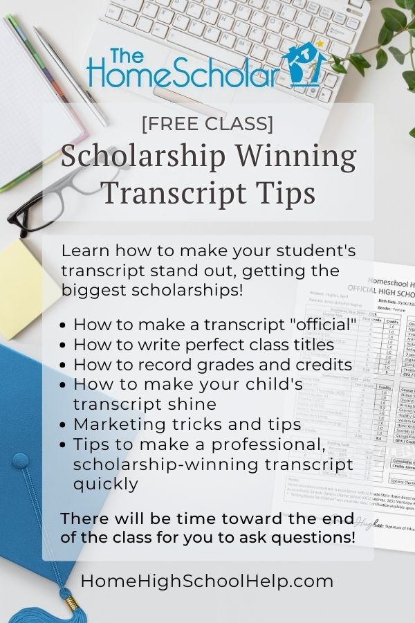 scholarship winning homeschool transcript tips pin