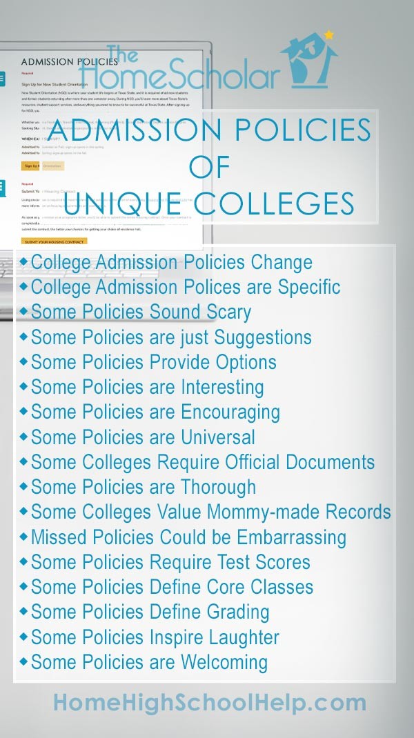 Admission Policies of Unique Colleges