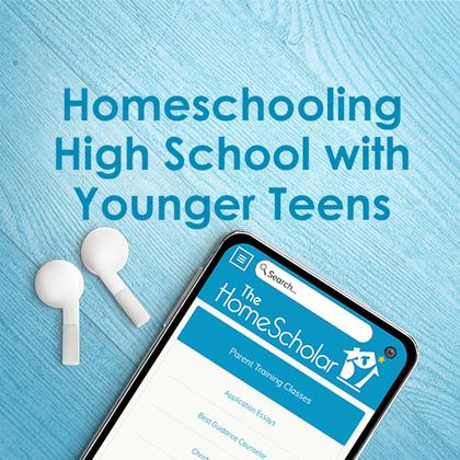 Homeschooling High School with Younger Teens. Smart Phone and airpods on a blue table